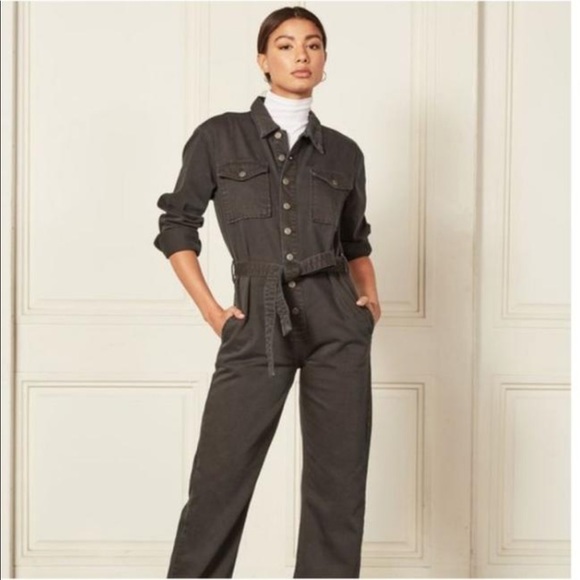 New BOYISH The Guy long sleeve utility denim jumpsuit in Black